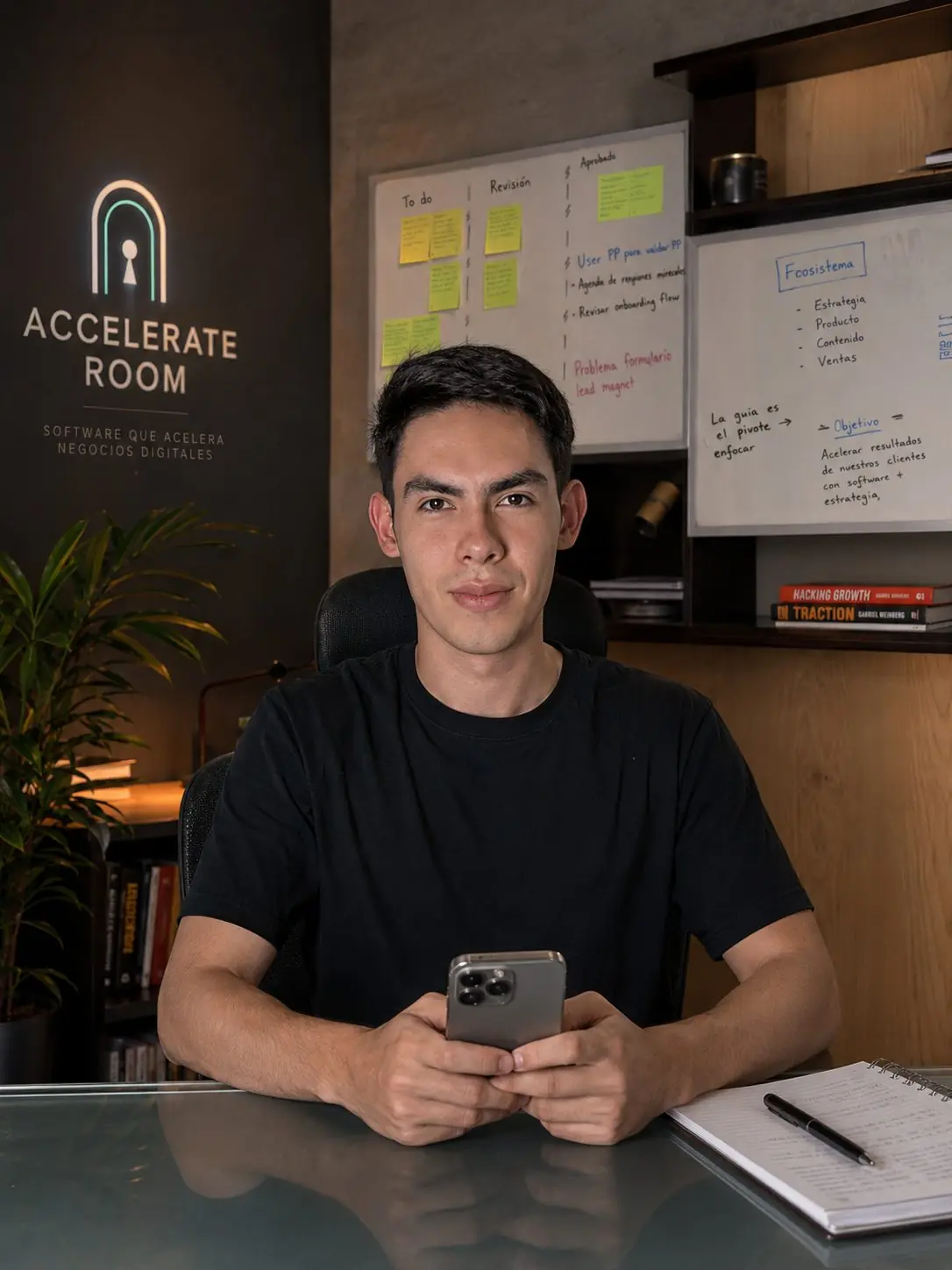 Nico González en la oficina de Accelerate Room